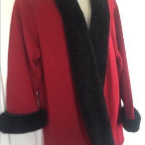 Lane Bryant  2X Red sweater with black fur